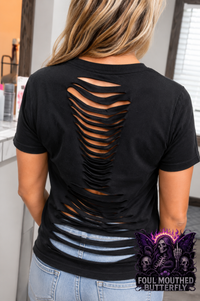 It’s a Throat Punch Kinda Day | Distressed Cutout Graphic Tee