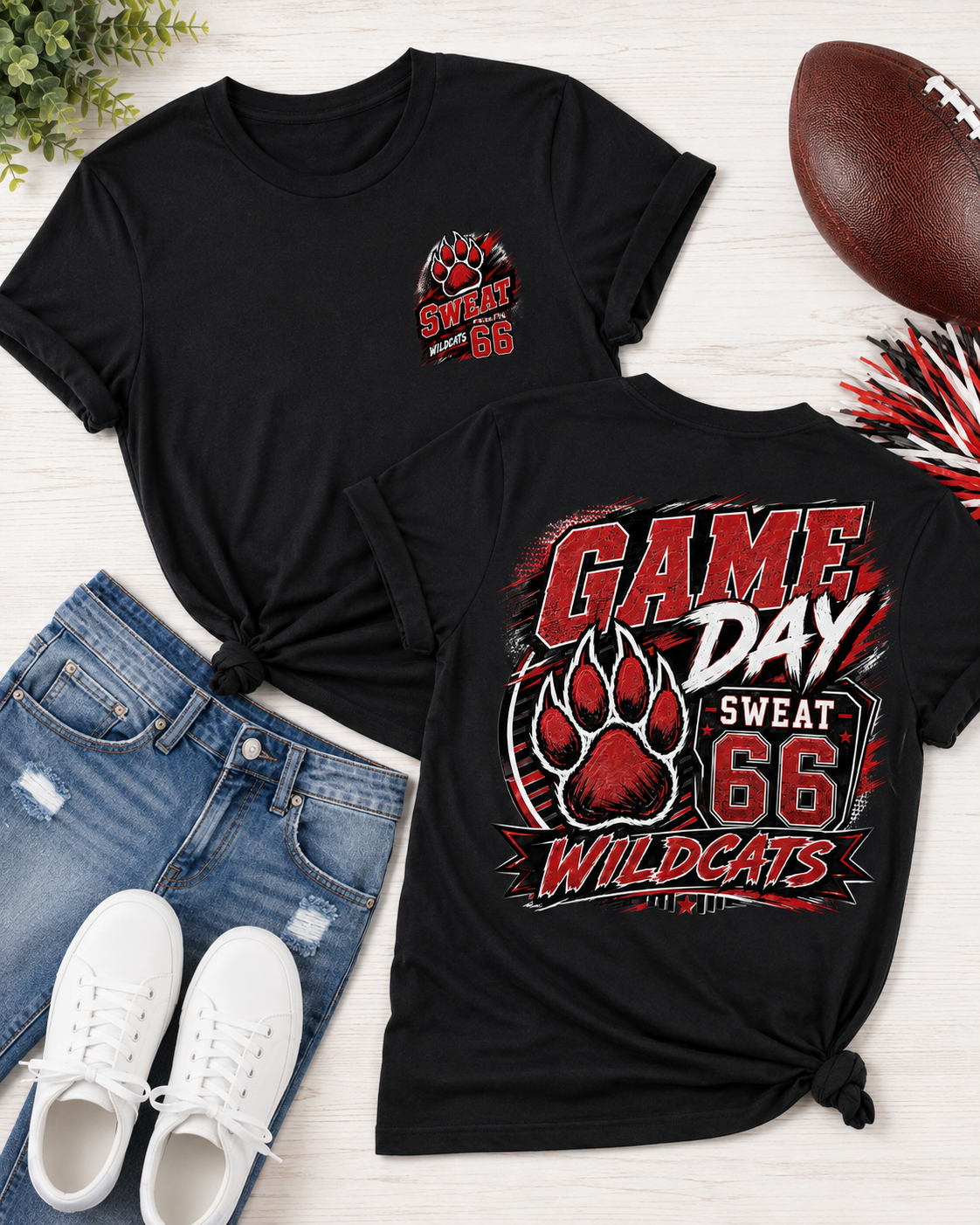 Custom Game Day Shirt | Personalized Player Name & Number | Front + Back Spirit Tee