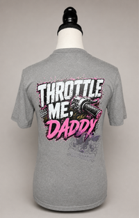 Throttle Me, Daddy Women’s Graphic T-Shirt – Hot Pink Mudding & Motorsports Tee